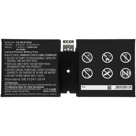 CoreParts Battery 26.60Wh Li-Pol 7.6V - Reliable Power for Your Devices, Model MBXTAB-BA069
